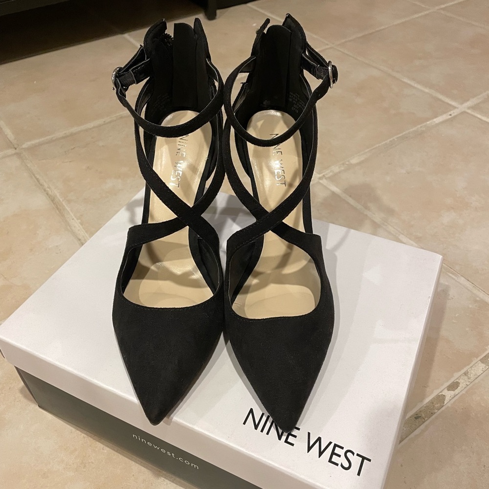 Nine West Black Strappy Heels